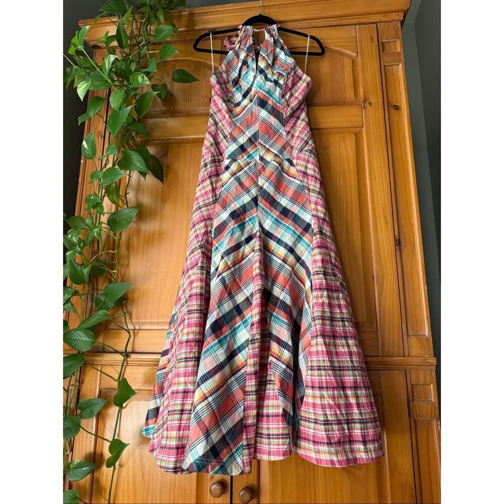 Pilcro Patchwork Halter Midi Dress Anthropologie Cotton Boho Summer XS - Picture 7 of 16